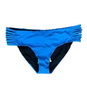 BECCA Plus 1X Hipster Bikini Bottom Blue NWT Strappy Swimwear Solid
